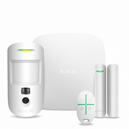 Ajax StarterKit Plus (White) (13541.35.WH2) Комплект оборудования, в составе: Интеллектуальная централь (Hub Plus), датчик движения (MotionProtect), датчик открытия (DoorProtect), брелок (SpaceControl)