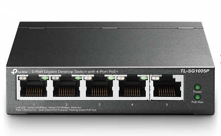 TP-Link TL-SG1005P Настольный коммутатор с 5 гигабитными портами (4 порта PoE+).