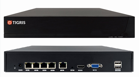 Tigris TGI-504POE IP-видеорегистратор со встроенным PoE-коммутатор на 4 порта