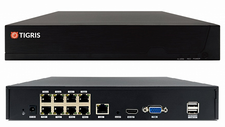 Tigris TGI-508POE IP-видеорегистратор со встроенным PoE-коммутатором на 8 портов